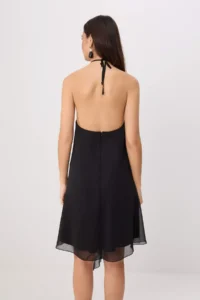 TRENDYOLMİLLA Black Siphon Lined Asymmetric fragmented Mini Weaving Dress - Image 4