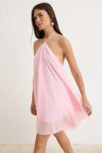 TRENDYOLMİLLA Light Pink Siphon Lined Mini Weaving Dress - Image 2