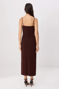 TRENDYOLMİLLA Brown Plain bodycon/Fitting Thin Sleeveless Maxi Knitting Dress - Image 4