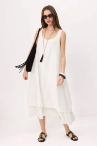 TRENDYOLMİLLA Ecru Midi  Weaving Dress