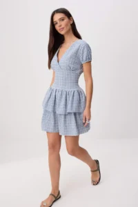 TRENDYOLMİLLA Mavi Plaid / Checkered Short / Mini  Weaving Dress - Image 2