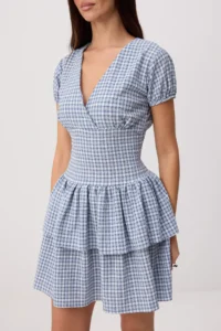 TRENDYOLMİLLA Mavi Plaid / Checkered Short / Mini  Weaving Dress - Image 3
