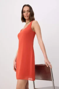 TRENDYOLMİLLA Pomegranate Blossom Mini Siphon Lined Weaving Dress - Image 2