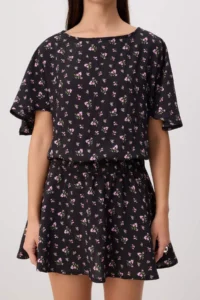 TRENDYOLMİLLA Black-Multicolored Printed Short / Mini Weaving Dress - Image 3