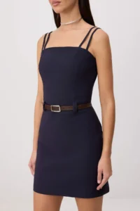 TRENDYOLMİLLA Navy Blue Plain Short / Mini Weaving Dress - Image 3