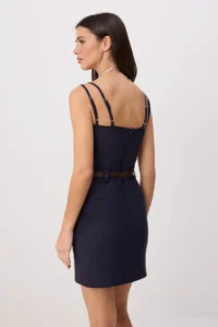 TRENDYOLMİLLA Navy Blue Plain Short / Mini Weaving Dress - Image 4