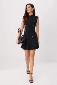 TRENDYOLMİLLA Black Accessory Detailed Short / Mini Weaving Dress