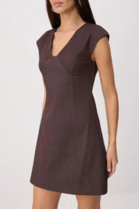 TRENDYOLMİLLA Brown V-neck Short / Mini Weaving Dress - Image 3