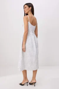 TRENDYOLMİLLA WHITE Puantiye Patterned Midi DENIM Dress - Image 4