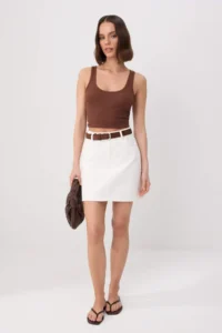 TRENDYOLMİLLA Ecru Mini DENIM 100% Cotton Skirt