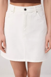 TRENDYOLMİLLA Ecru Mini DENIM 100% Cotton Skirt - Image 3