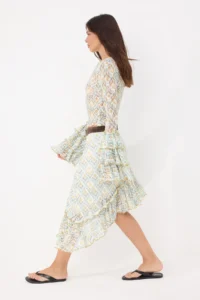 Siedres x Trendyolmilla Multicolored A-line/Life Form Printed Frilly Lace Skirt - Image 2