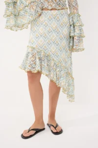 Siedres x Trendyolmilla Multicolored A-line/Life Form Printed Frilly Lace Skirt - Image 4