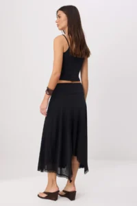 TRENDYOLMİLLA Black A-Cut/Life Form Lace Detailed High Waist Foam Knitting Skirt - Image 4
