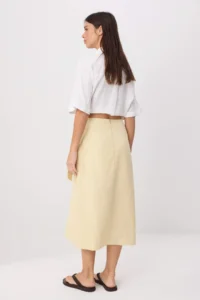 TRENDYOLMİLLA Beige wrap Binding Detailed 100% Linen Midi Size Skirt - Image 4