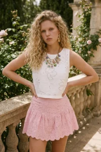 TRENDYOLMİLLA Dusty ROSE Inside OF shorts Mini embroidery Skirt - Image 2