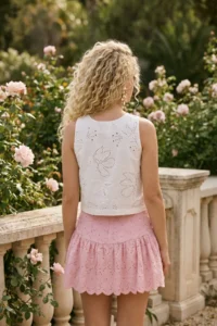 TRENDYOLMİLLA Dusty ROSE Inside OF shorts Mini embroidery Skirt - Image 3