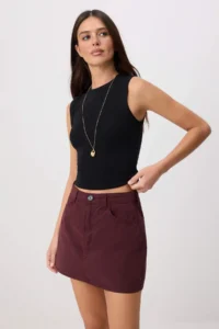 TRENDYOLMİLLA Burgundy Inside OF shorts Thick Soft Touch Mini Skirt - Image 2