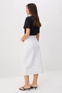TRENDYOLMİLLA WHITE Puantiyel Patterned slit Midi DENIM Skirt - Image 4