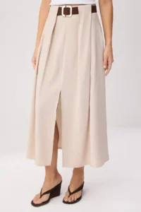 TRENDYOLMİLLA Stone Front Slit Arched Midi Skirt - Image 3