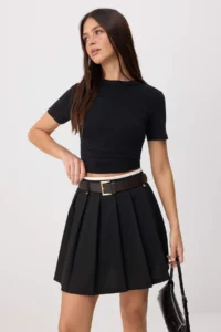 TRENDYOLMİLLA Black Arched Inside OF shorts pleated Mini Skirt - Image 2