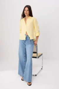 TRENDYOLMİLLA Light Yellow 100% Linen Shirt - Image 2