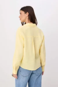 TRENDYOLMİLLA Light Yellow 100% Linen Shirt - Image 3