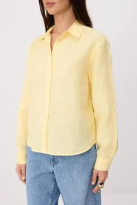 TRENDYOLMİLLA Light Yellow 100% Linen Shirt - Image 4