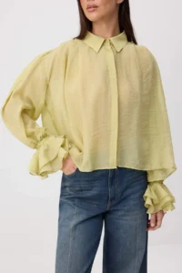 TRENDYOLMİLLA Light Green with flywheel Voile Shirt - Image 3
