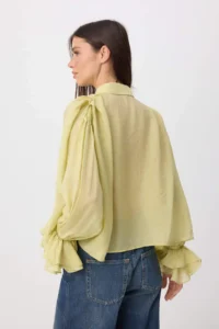 TRENDYOLMİLLA Light Green with flywheel Voile Shirt - Image 4