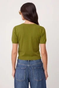 TRENDYOLMİLLA Oil Green Premium Yarn Strapless Blouse- Cardigan Knitwear Set - Image 5