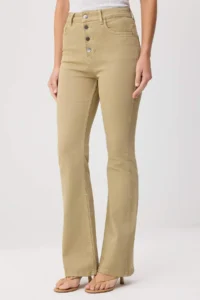 TRENDYOLMİLLA Camel Button Detailed High Waist Medium Flexible Flare jeans - Image 3