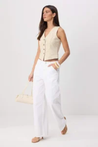 TRENDYOLMİLLA WHITE High Waist 100% Cotton Baggy jeans