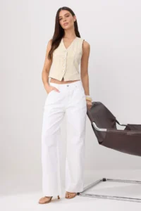 TRENDYOLMİLLA WHITE High Waist 100% Cotton Baggy jeans - Image 2