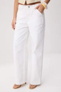 TRENDYOLMİLLA WHITE High Waist 100% Cotton Baggy jeans - Image 3