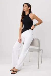 TRENDYOLMİLLA WHITE DRAPPY High Waist Seasonal 100% Cotton LONG Size Wide Leg jeans - Image 2