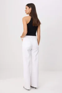 TRENDYOLMİLLA WHITE DRAPPY High Waist Seasonal 100% Cotton LONG Size Wide Leg jeans - Image 4