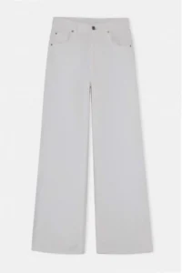 TRENDYOLMİLLA WHITE DRAPPY High Waist Seasonal 100% Cotton LONG Size Wide Leg jeans - Image 5