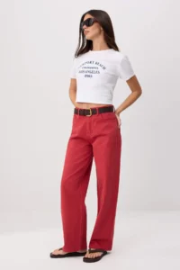 TRENDYOLMİLLA Red High Waist 100% Cotton barrel jeans - Image 2