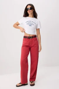 TRENDYOLMİLLA Red High Waist 100% Cotton barrel jeans - Image 3