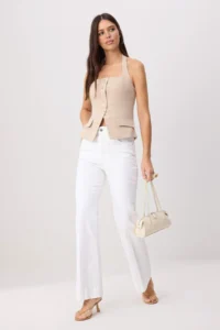 TRENDYOLMİLLA WHITE High Waist Iron Trace Less Flexible Wide Leg jeans - Image 2
