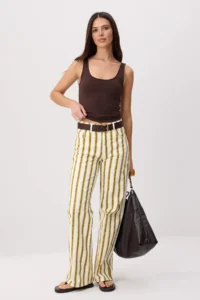 TRENDYOLMİLLA Multicolored Striped High Waist 100% Cotton Wide Leg jeans