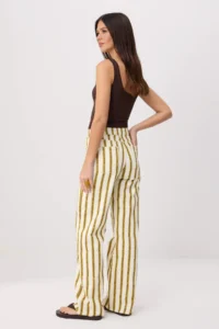 TRENDYOLMİLLA Multicolored Striped High Waist 100% Cotton Wide Leg jeans - Image 4