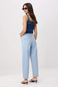 TRENDYOLMİLLA Ice Blue Stitching Detailed High Waist Less Flexible barrel jeans - Image 4