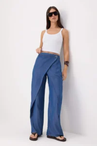 TRENDYOLMİLLA Mavi Waist Detailed High Waist Wide Leg jeans - Image 2