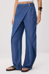 TRENDYOLMİLLA Mavi Waist Detailed High Waist Wide Leg jeans - Image 3