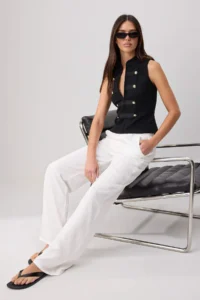 TRENDYOLMİLLA Ecru 100% Tencel High Waist Wide Leg jeans - Image 2