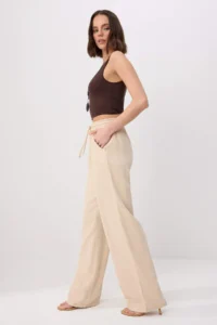 TRENDYOLMİLLA Tan 100% Tencel Elastic Waist High Waist Wide Leg jeans - Image 2