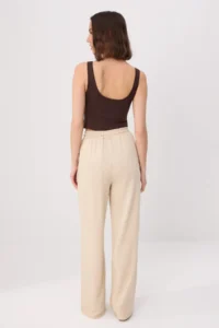 TRENDYOLMİLLA Tan 100% Tencel Elastic Waist High Waist Wide Leg jeans - Image 4