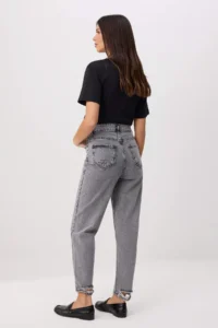 TRENDYOLMİLLA Gray High Waist 100% Cotton Non-Stretch Mom jeans - Image 4
